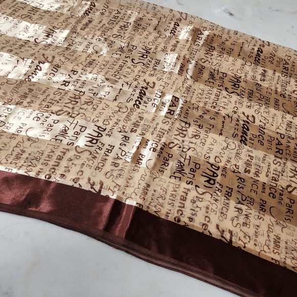 PARIS France silk scarves one brown & cream, one rose & white 39.5" sq. - Picture 8 of 13
